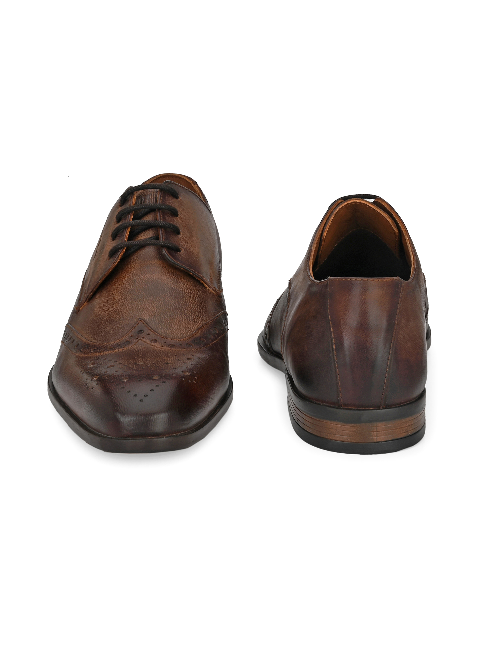 Dry Cleaning Men Brown Leather Semi Formal Shoes