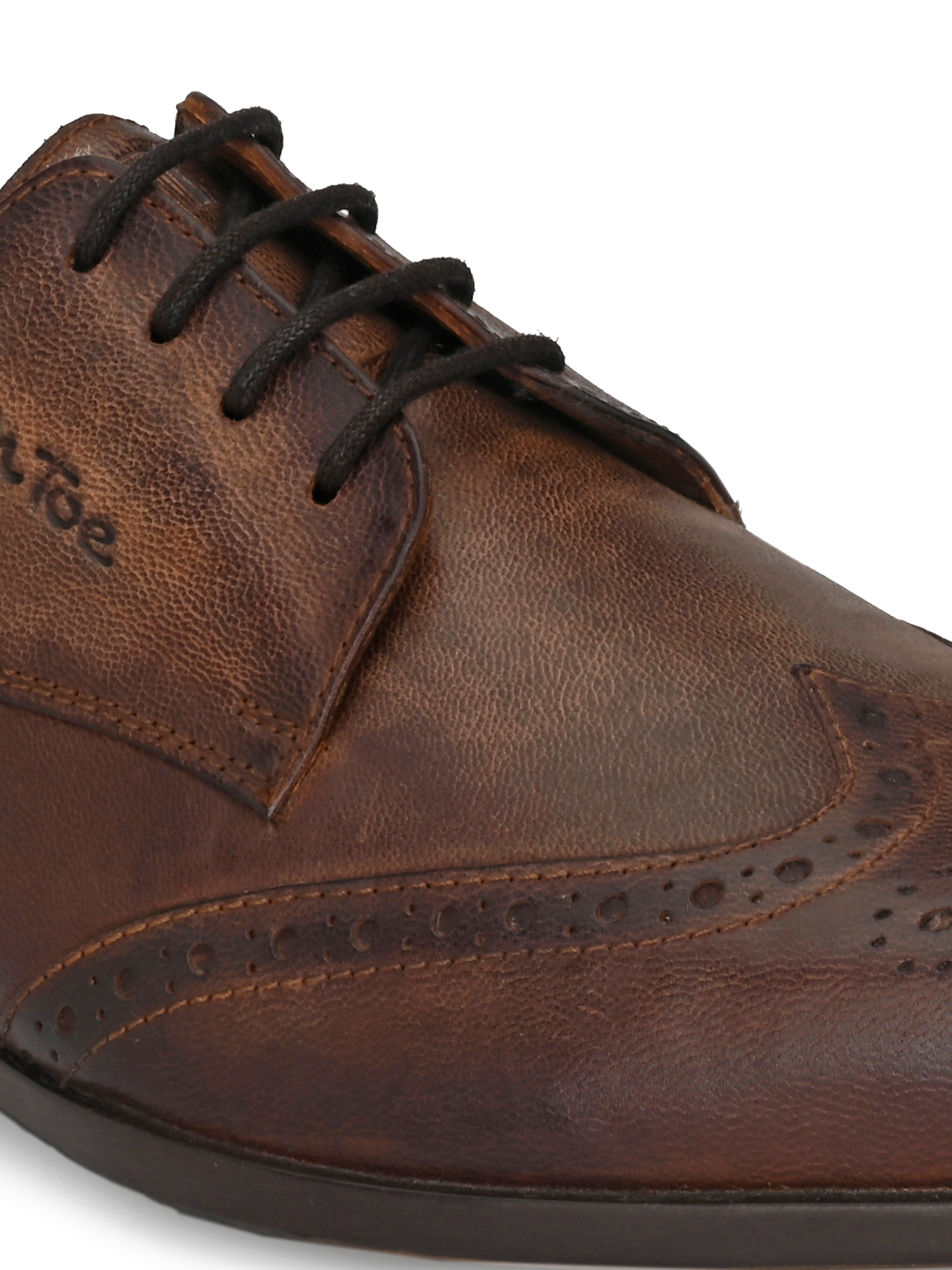 Dry Cleaning Men Brown Leather Semi Formal Shoes