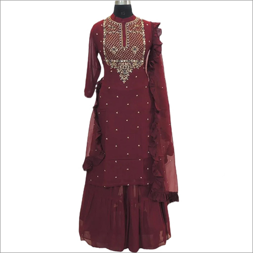 Indian Georgette Festive Kurti With Georgette Sharara