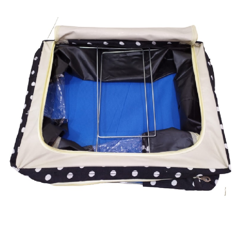 Polka Dots Saree Storage Box - Non-woven, 66l (49 X 39 X 32.5 Cm), Black, Red, Purple, Dark Blue | Zipper Top, Customized Design Options, Practical Storage Solution
