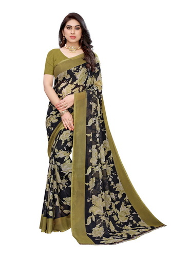 Present New Georgette Saree - Georgette Fabric, 6.3 Mtr Length with Attached Blouse Piece | Multi-Color, Ideal for Daily Wear in All Seasons