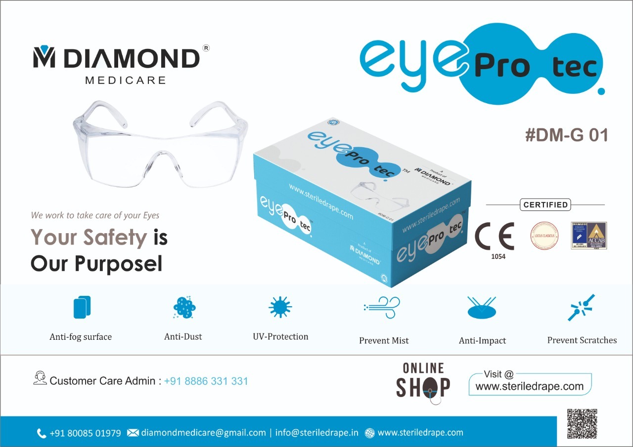 Disposable Safety Goggles - Poly Carbonate Material, 28 Grams, Black Color | Fine Finishing, User-friendly Design, 100% Opti Clear Visibility