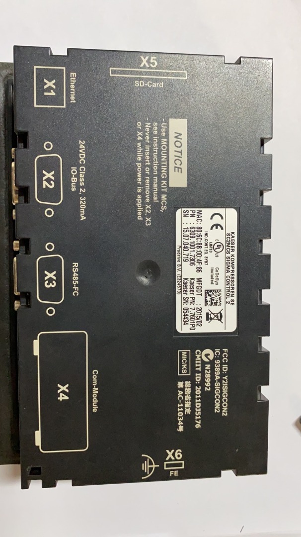 Lubricated Kaeser Kompressor Sc2mcs Sigma Control 2 Part No. 6309.1001.7306