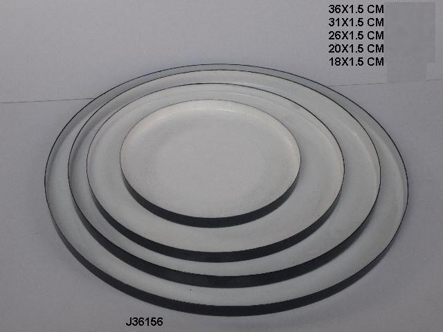 Enamel Metal Bowl Tray - 27cm Size, Black And White Finish | Durable Aluminum, Elegant Design For Home & Wedding Decor