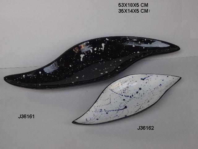 Enamel Metal Bowl Tray - 27cm Size, Black And White Finish | Durable Aluminum, Elegant Design For Home & Wedding Decor