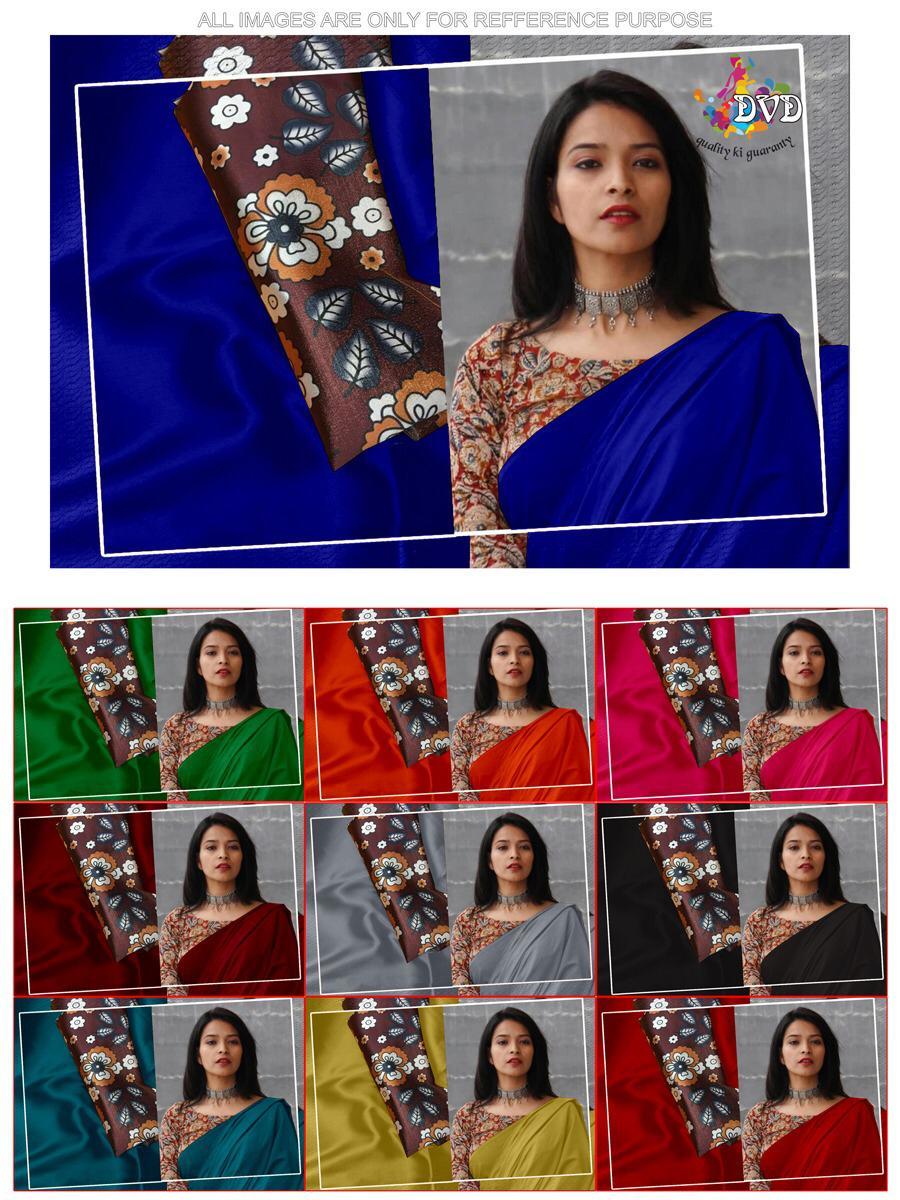Satin Saree - Satin Fabric, Customized Size, Various Colors | Breathable, Washable, Printed Pattern, Casual Dress Type, All Season