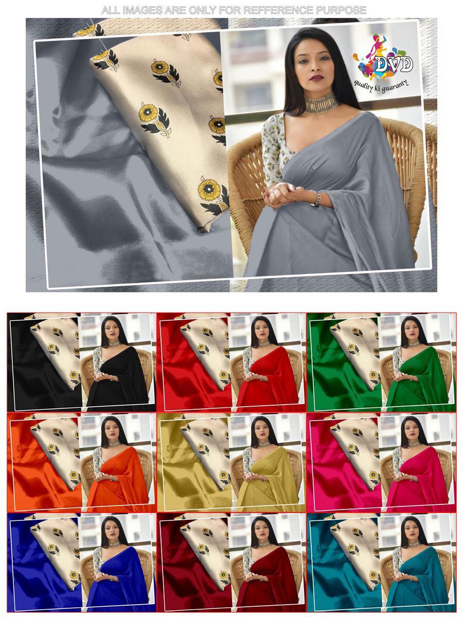 Satin Saree - Satin Fabric, Customized Size, Various Colors | Breathable, Washable, Printed Pattern, Casual Dress Type, All Season