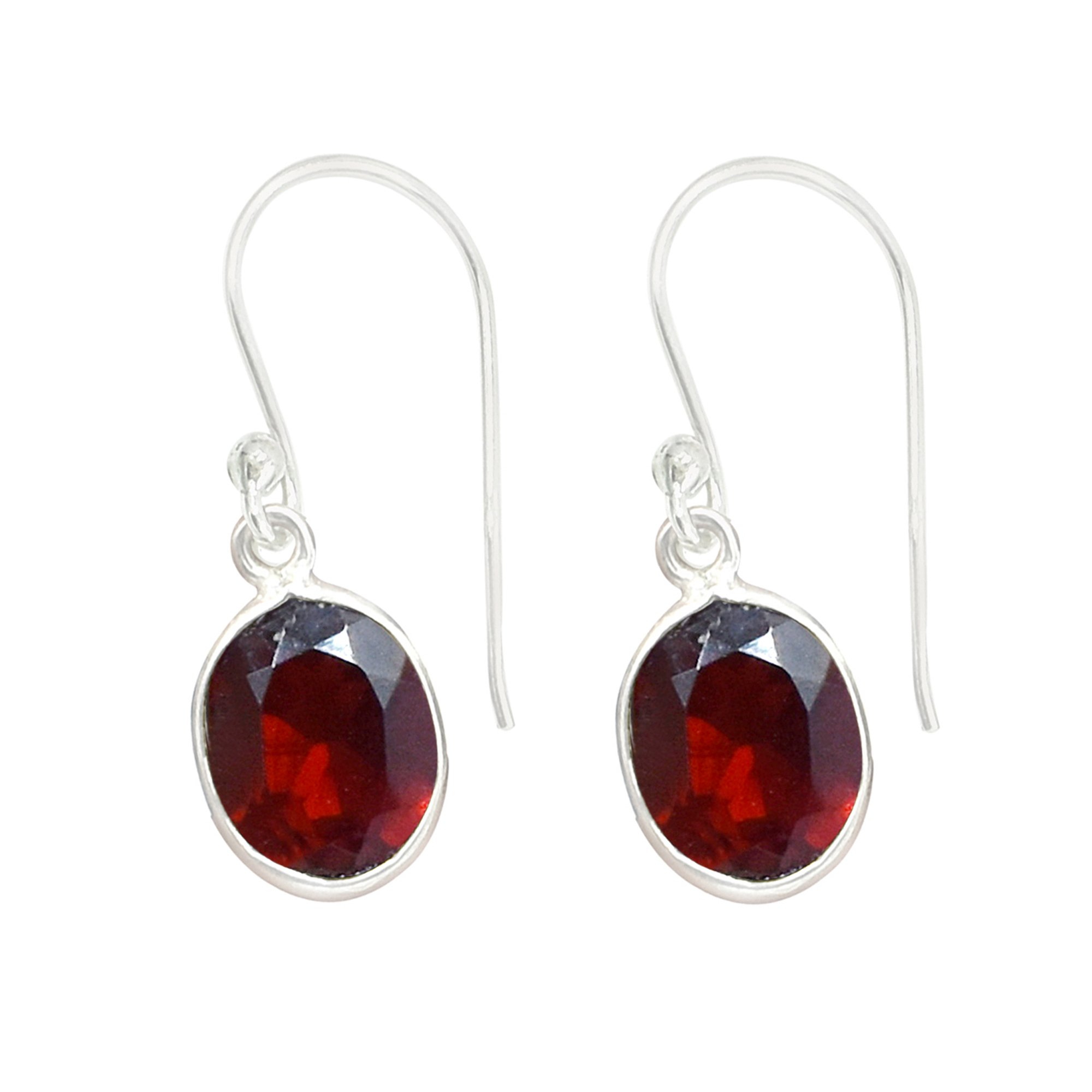 Amazing Garnet Quartz Round Shape Gemstone Earring 925 Sterling Silver Dangle Drop Fashion Earring Weight: 1.8 Grams (G)