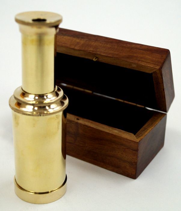 Golden Full Brass Spyglass Telescope With Wooden Box Nautical Retractable Telescope 6 Brass Telescope Marine Maritime Gift