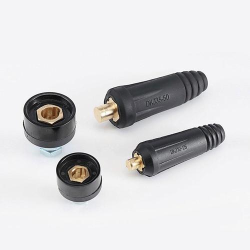 Welding Cable Connector - Male Female, Size 35x50mm, 16A Current Rating, 50Hz Frequency, 14mm Diameter | Inverter Welder, New Product Condition