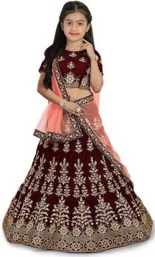 Girls Lehenga Choli Ethnic Wear Embroidered Lehenga, Choli And