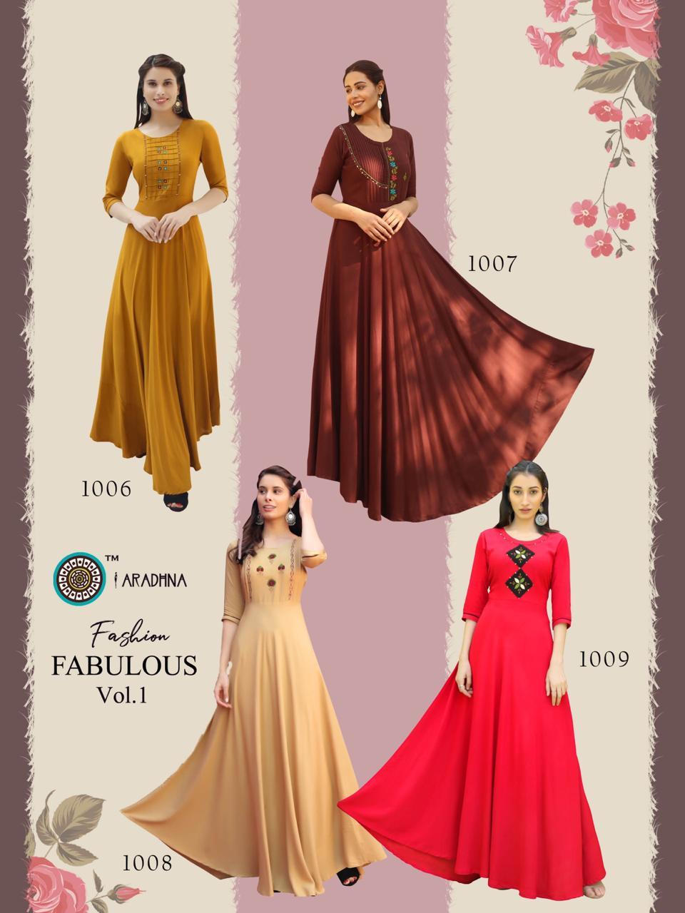 Fashion Fabulous Vol 1 Heavy Rayon With Embroidery & Manual Work Kurtis - Heavy Rayon, Sizes S(36)-xxl(44), 9 Elegant Designs, 3-4th Sleeves, Washable, Quick Dry, Custom Logo