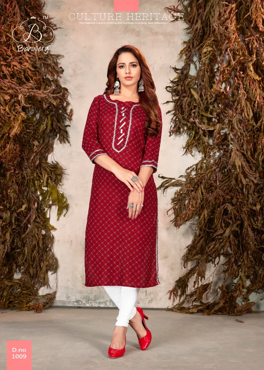 Sophie Heavy Rayon 14kg Print With Gota Patti Work Kurtis - Heavy Rayon Material, Size M(38)-xxl(44), 10 Vibrant Colors, 46" Length | Stylish 3-4th Sleeve, Washable, Quick Dry, Casual To Formal Wear