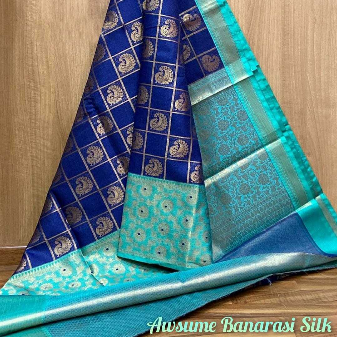 Kanchipuram Silk Saree - Dark Blue With Zari Brocade Pallu | Luxurious Festive Edition, Elegant Textures, Ideal For All Seasons