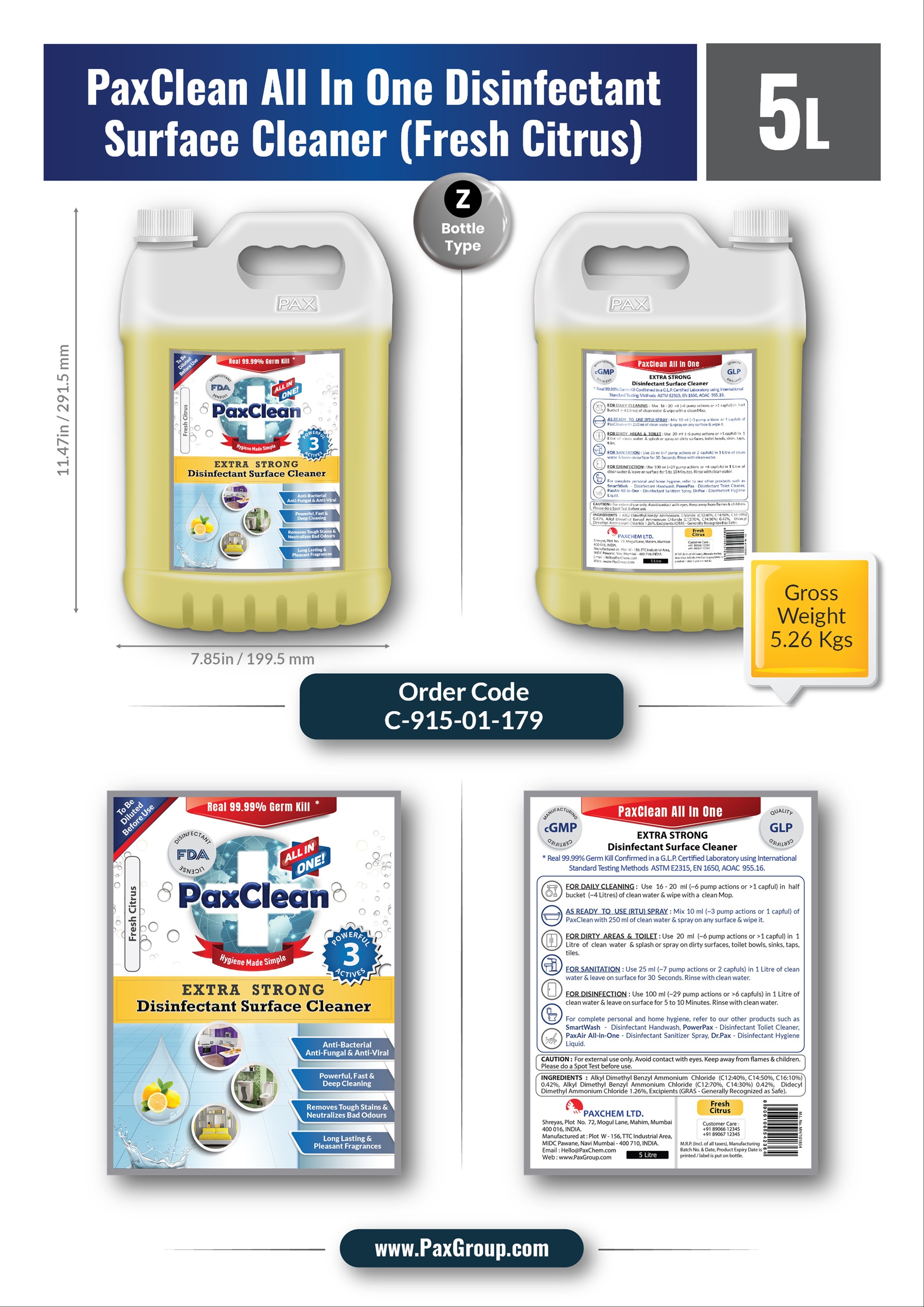 Most Reliable Paxclean All In One Extra Strong Disinfectant Surface Cleaner
