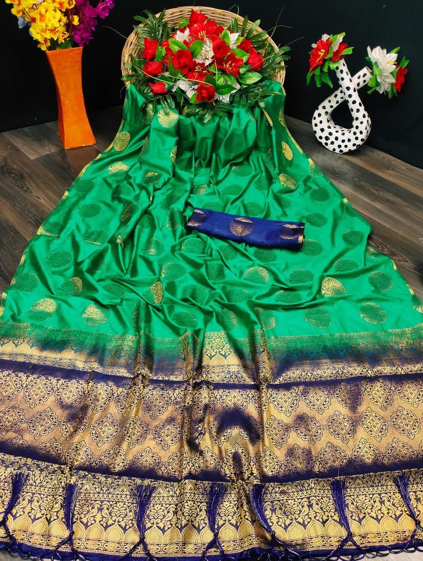 Ladies Designer Silk Saree - Row Silk Material, Rich Pallu, Multi Colour Combinations | Bollywood Style For All Seasons