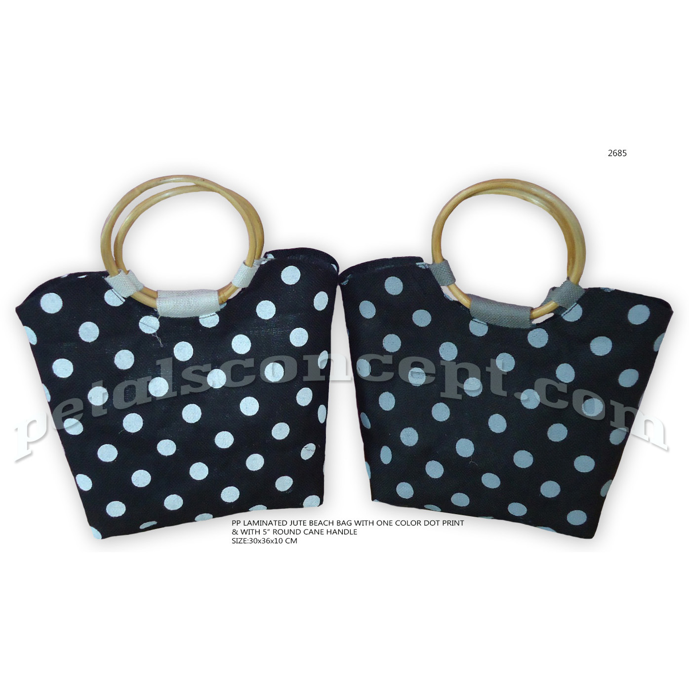 Customized Pp Laminated Jute Bag With Dot Print