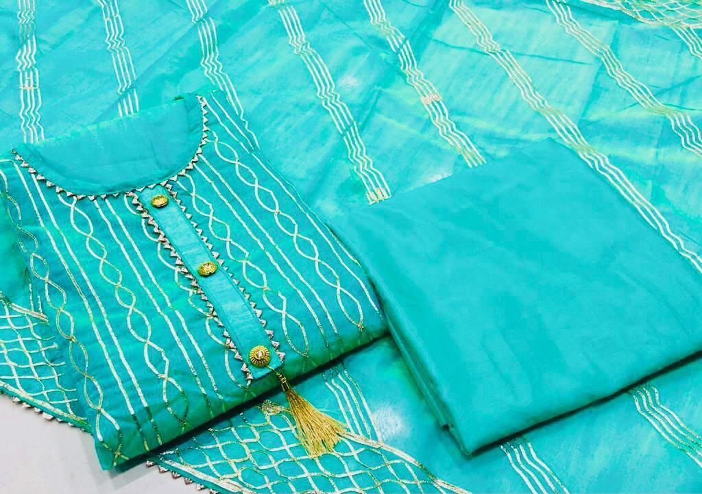 Embroidery Dress Material - Color: Biue