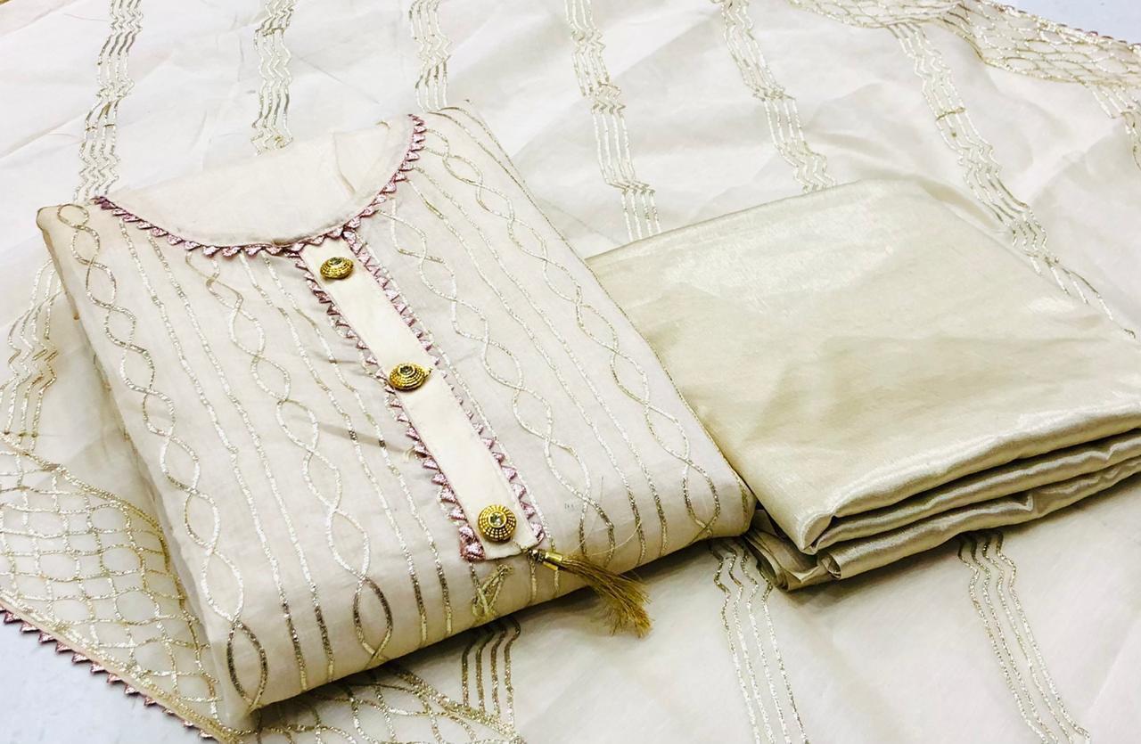 Embroidery Dress Material - Color: Biue
