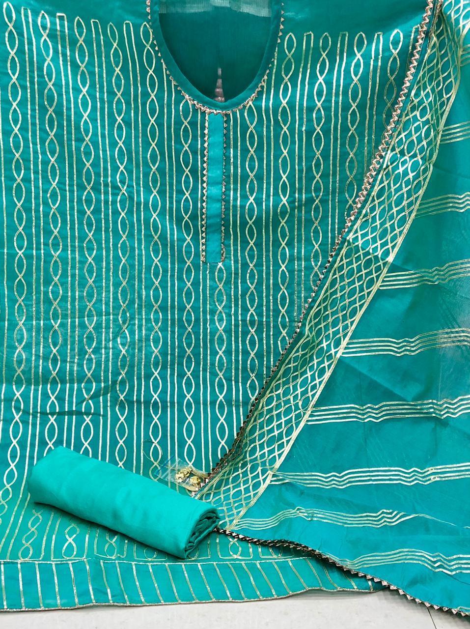 Embroidery Dress Material - Color: Biue