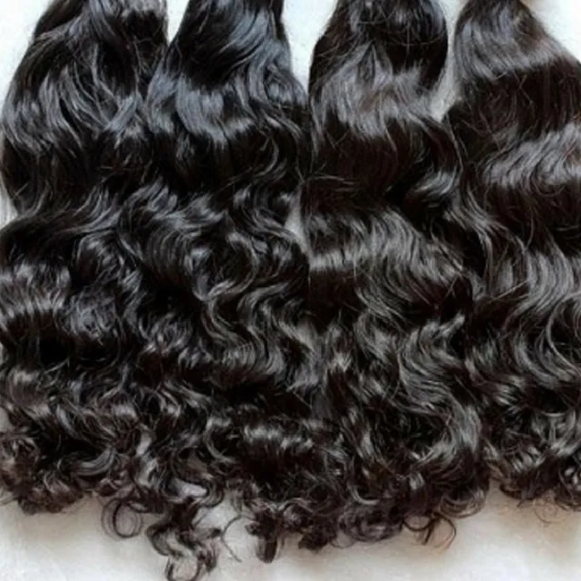 Black Bulk Wavy Indian Virgin Human Hair Extensions