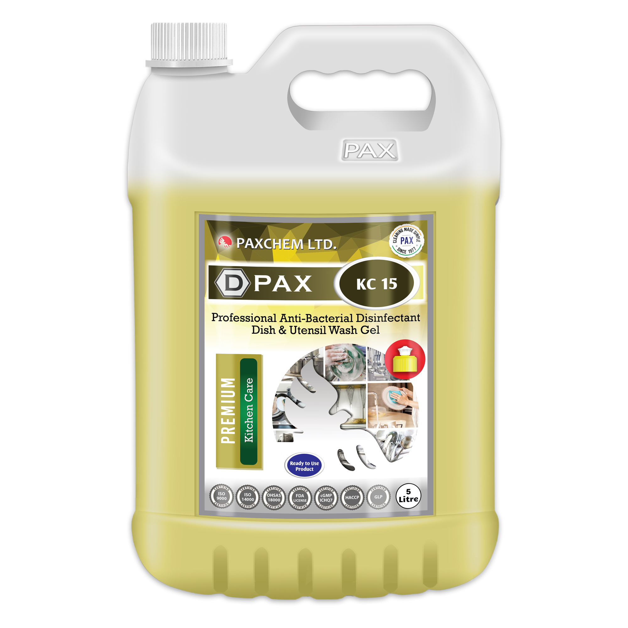D-pax Kc 15 - Professional Anti-bacterial Disinfectant Dish & Utensil Wash Gel Usage: Kitchen