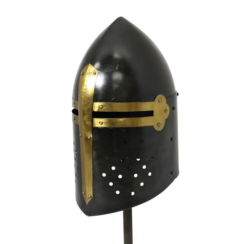 Black Antique Medieval Sugar-Loaf Armor Helmet ~ Medieval Age Armor Helmet Length: 14 Inch (In)