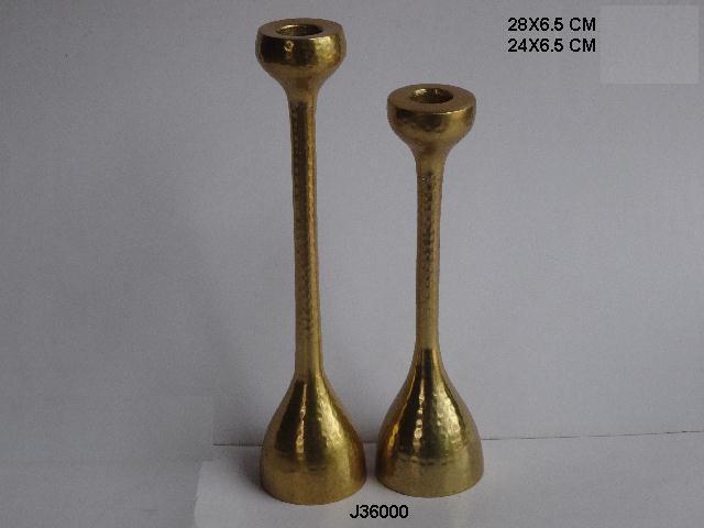 Plating Aluminum Candle Holder With Brass Finish