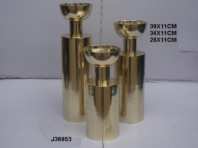 Plating Aluminum Candle Holder With Brass Finish