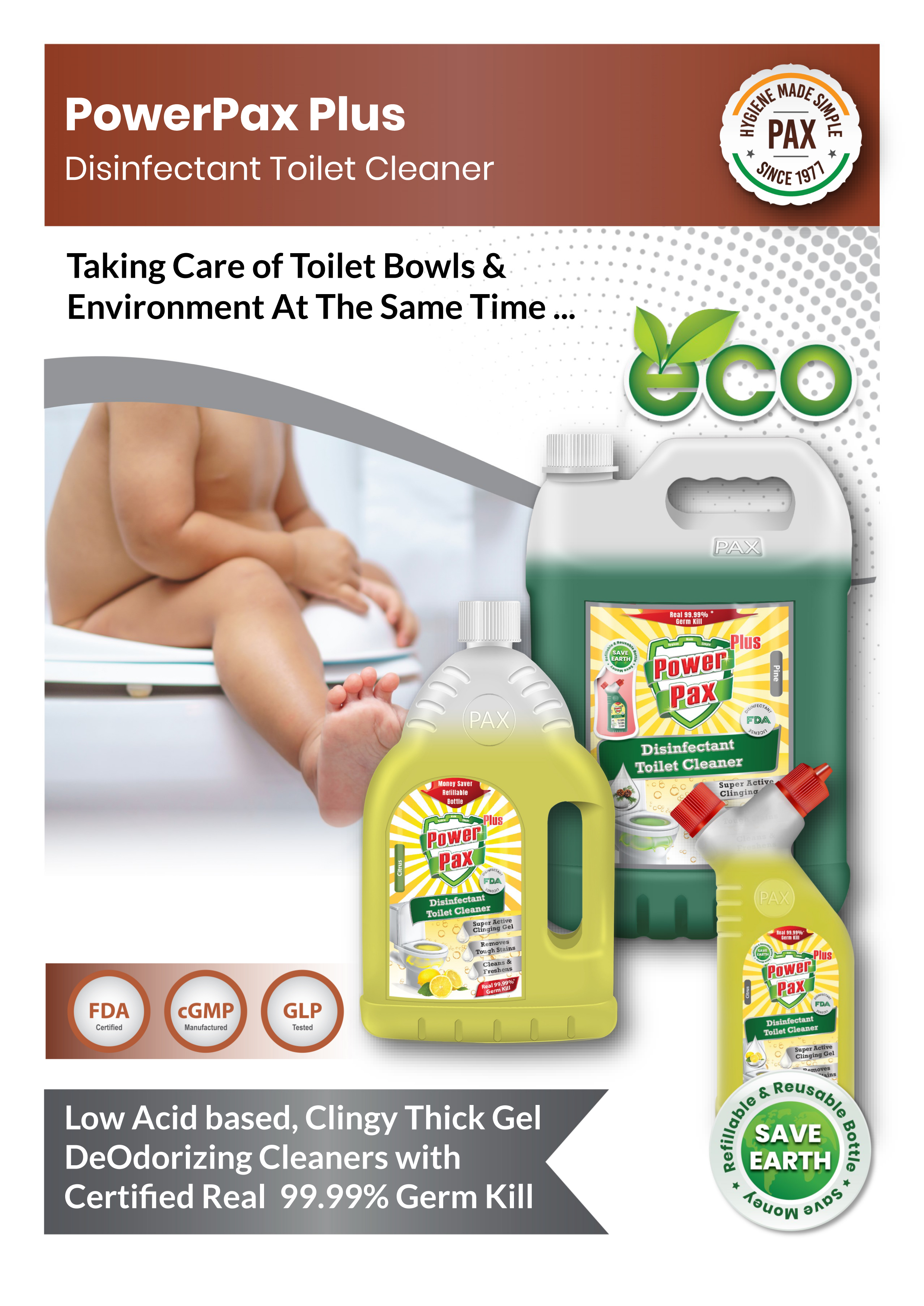 10x Powerful Advanced Thick Clinging Gel With Fast Acting Powerpax Plus Disinfectant Toilet Cleaner