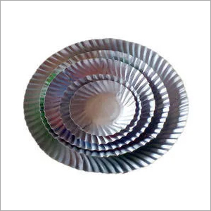 सिल्वर एंड व्हाइट डिस्पोजेबल राउंड पेपर प्लेट