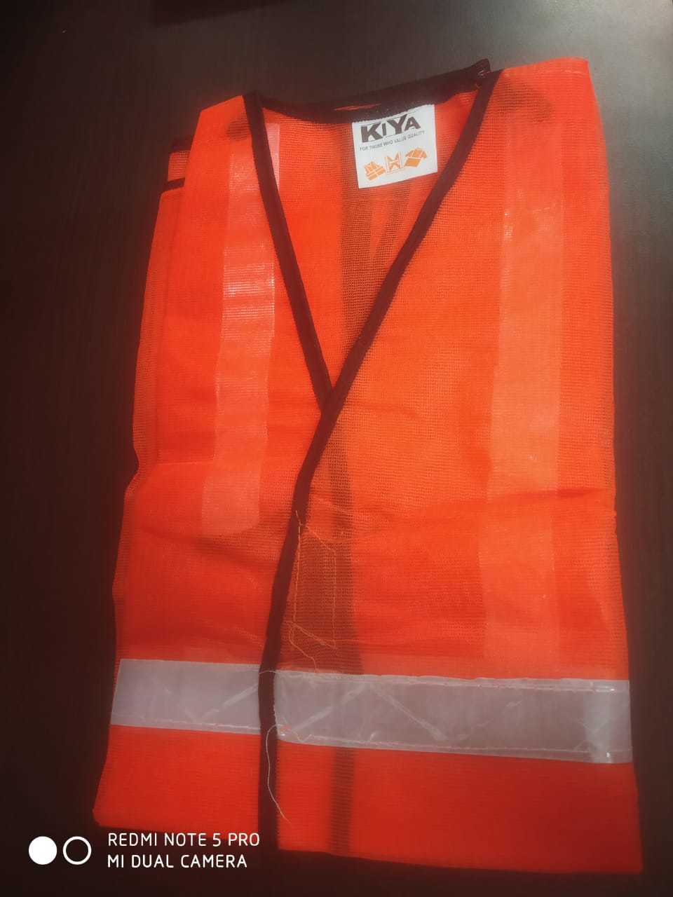 Reflective Safety Jacket - Polyester, Free Size, Fluorescent Orange/green | Unisex Design, High-quality Reflective Banding For Enhanced Visibility
