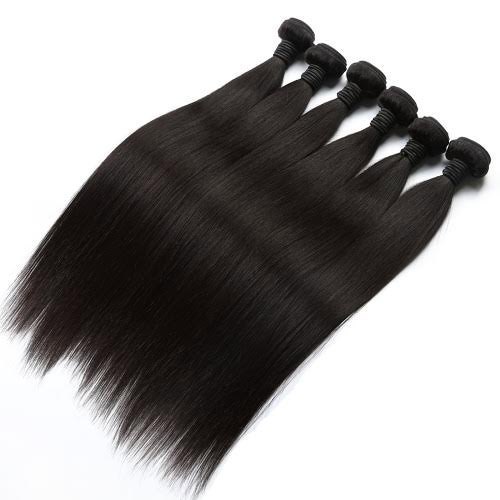 Black Machine Weft Straight Virgin Indian Human Hair Extensions