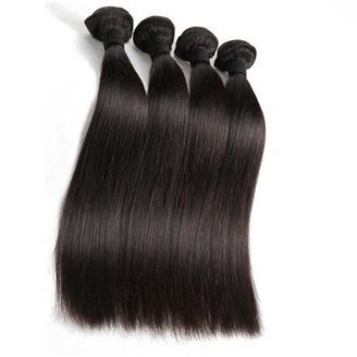 Black Machine Weft Straight Virgin Indian Human Hair Extensions