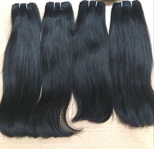 Black Machine Weft Straight Virgin Indian Human Hair Extensions