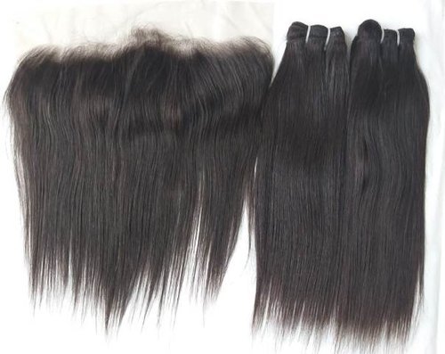 Black Machine Weft Straight Virgin Indian Human Hair Extensions