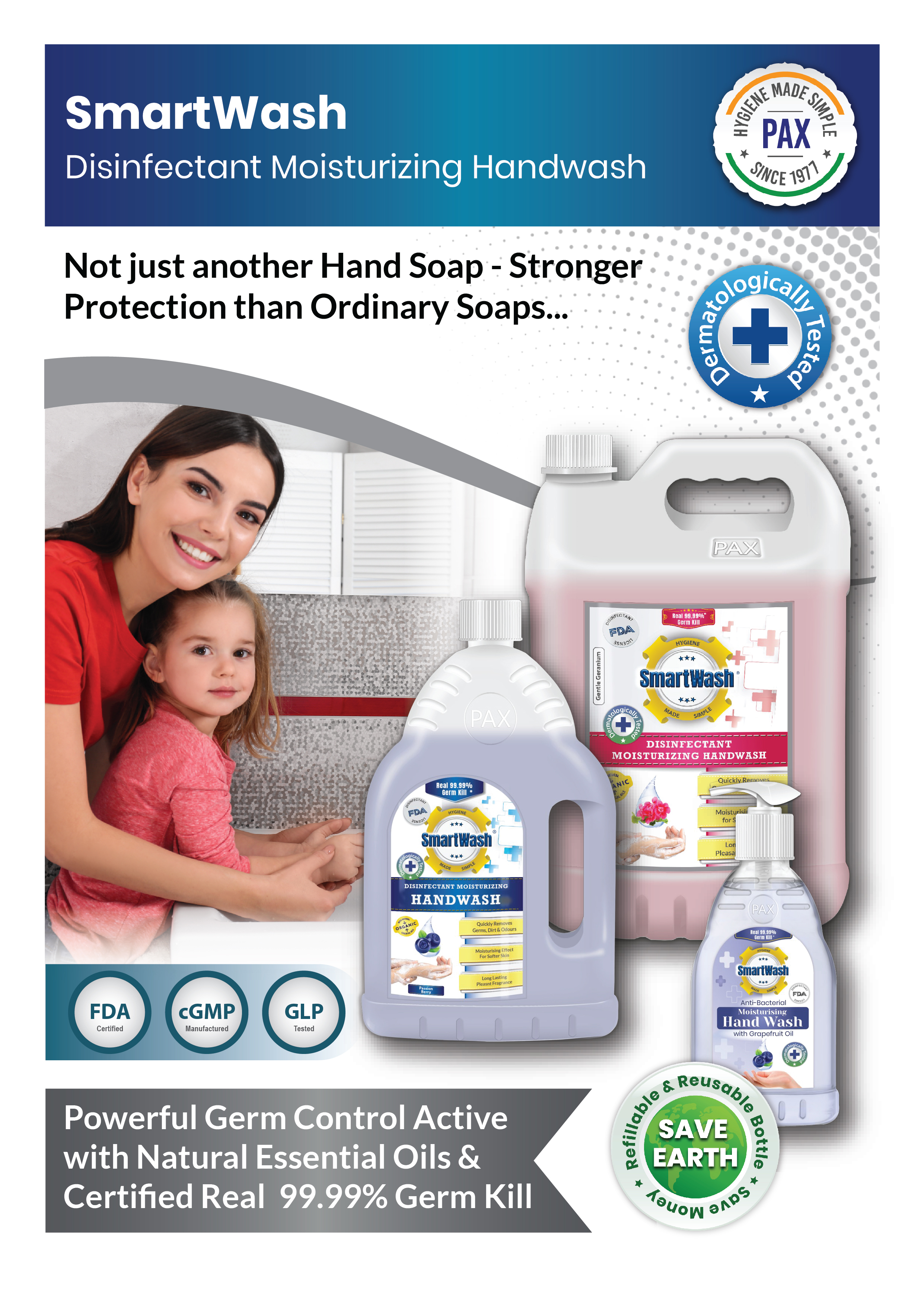 Smartwash Disinfectant Moisturizing Handwash - Gentle Geraninum Age Group: Suitable For All Ages