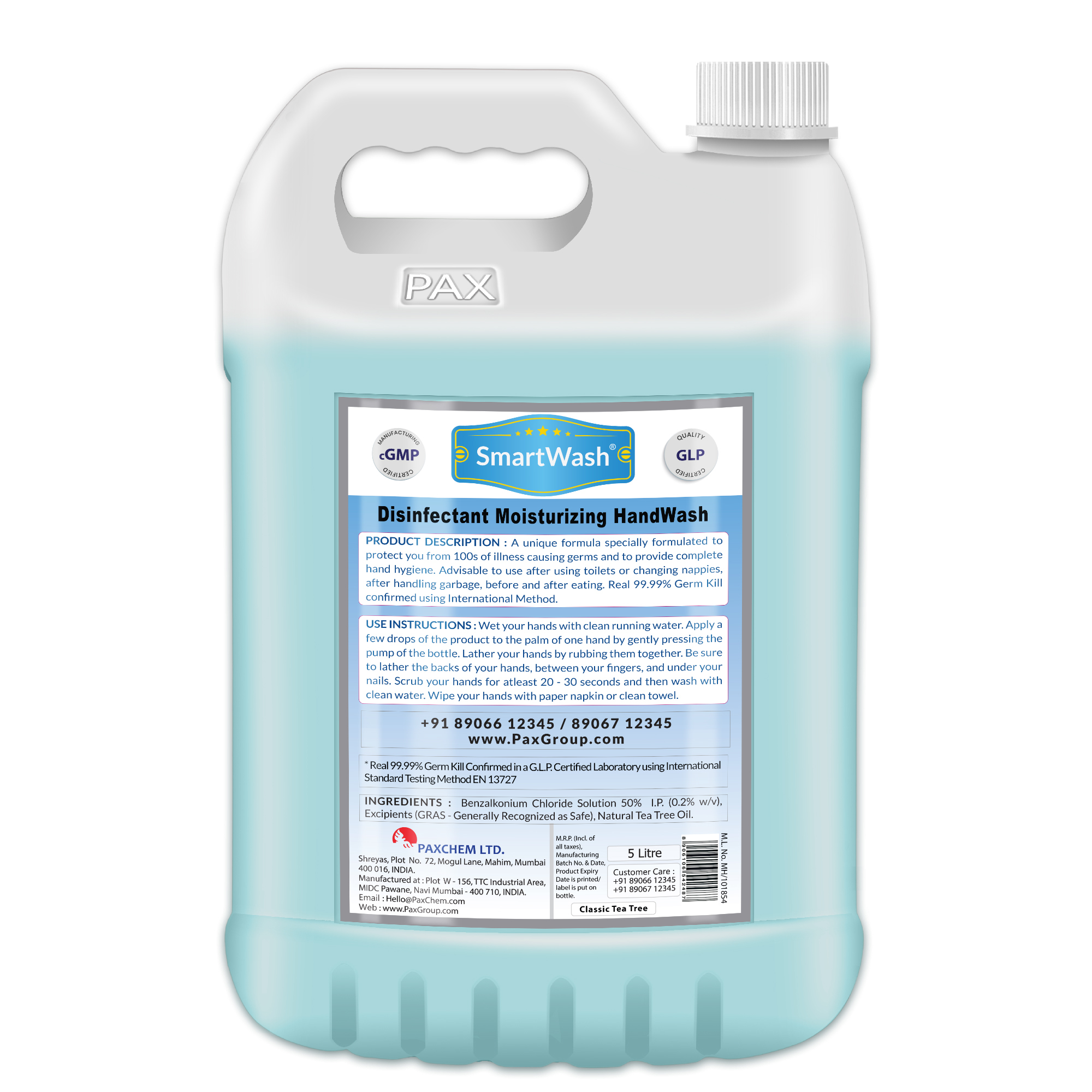 Smartwash Disinfectant Moisturizing Handwash - Classic Tea Tree Age Group: Suitable For All Ages