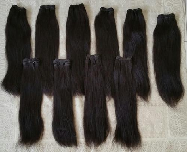 Good Quality Pure Black Virgin Indian Human Hair Extensions Length: 8 - 40 Inch (In)