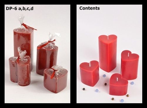 दिल के आकार की स्तंभ मोमबत्तियाँ