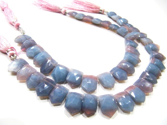 Natural Lavender Blue Opal Fancy Pencil Shape Faceted 10x15mm Strand 8 Inch Long