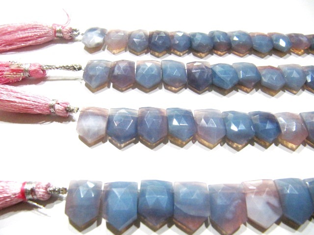Natural Lavender Blue Opal Fancy Pencil Shape Faceted 10x15mm Strand 8 Inch Long