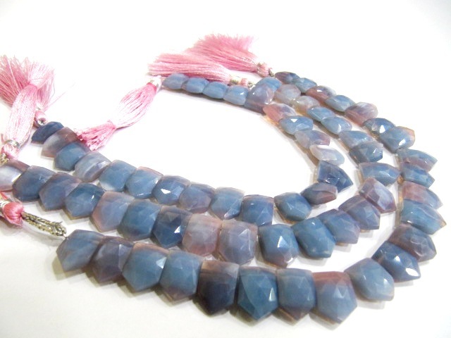 Natural Lavender Blue Opal Fancy Pencil Shape Faceted 10x15mm Strand 8 Inch Long