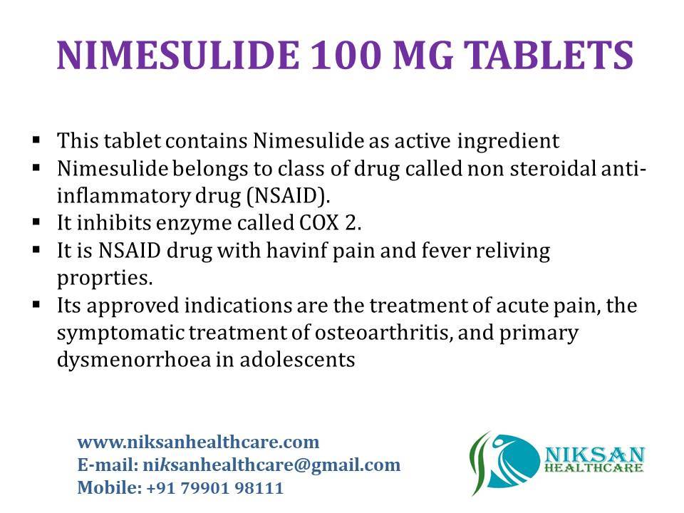 Nimesulide 100 Mg Tablets General Medicines