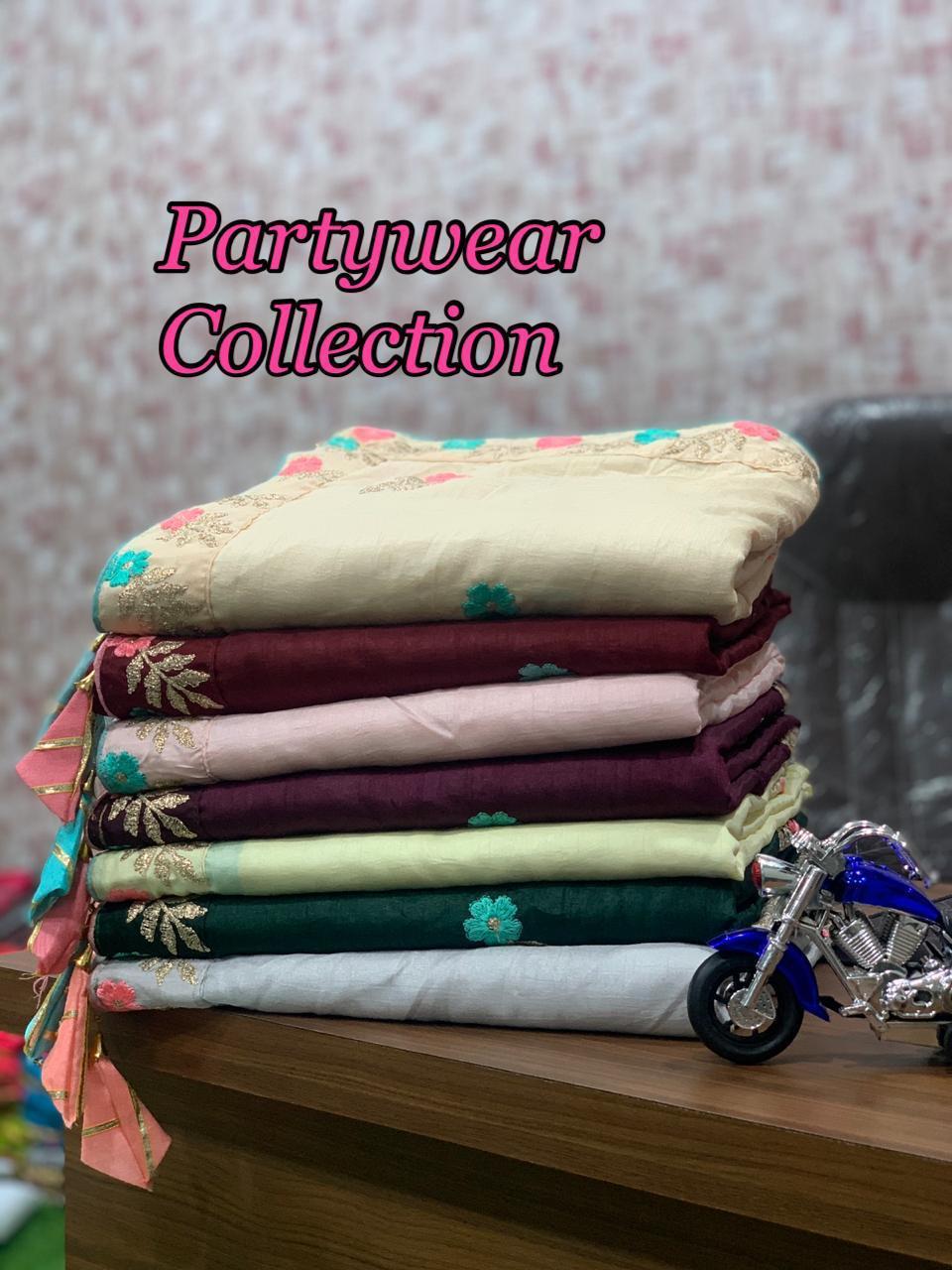 6 Color Available Party Wear Fancy Designer Silk Embroidery Women's Saree