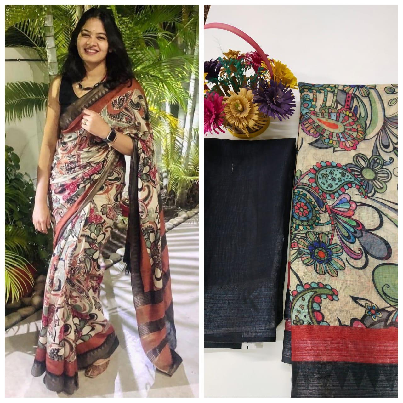 Multi Colour Ladies Pure Linen