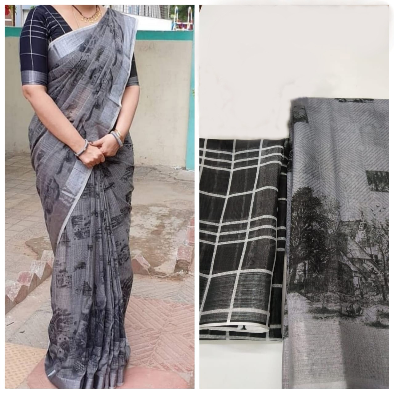 Multi Colour Ladies Pure Linen