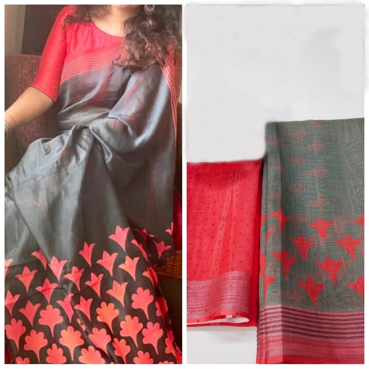 Multi Colour Ladies Pure Linen