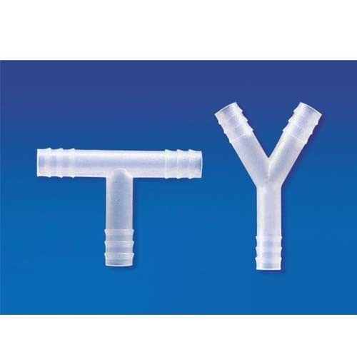 Connector (T & Y), Cross - Polystrene Material | L-shaped Design With Crest & Valley Structure For Leakproof Tube Arrangements