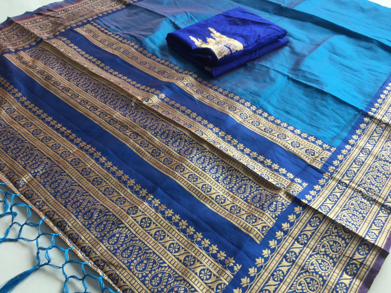 Ladies Jacquard Saree - Soft Lichi Silk, Beautiful Multi-color With Rich Pallu & All-over Jacquard Work, Ideal For Traditional Occasions